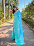 Vasthrlay Sky Blue Satin Georgette Plain Saree