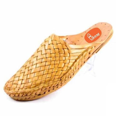 Vhaanfootwear Handmade Pure Leather Ethnic Design Slip On Hand Stitched Net Design For Men