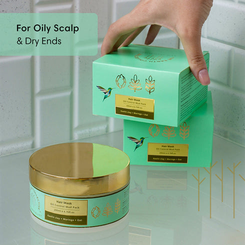 Theearthcollective in Oil Control Mud Pack Hair Mask For Oily Scalp & Dry Ends Kaolin Clay Moringa & Oat
