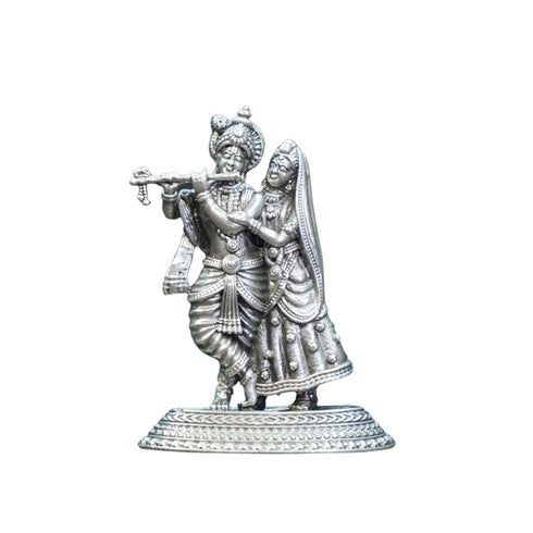 Pure Silver Antique Radha Krishna Standing Big 49G By Mahita Collections