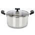 Vinod DONIV Stainless Steel Sandwich Bottom Solitaire Sauce Pot with Glass Lid and Side handle Induction Friendly Capacity 5 Ltr 24cm
