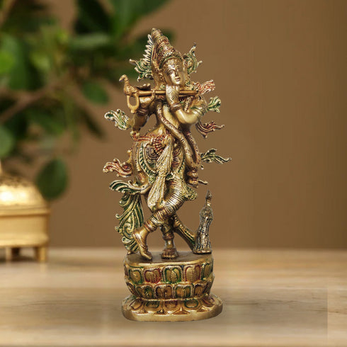 Brass Krishna Colour Statue 2.95Kg