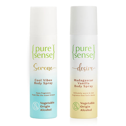 PureSense Serene Cool Vibes Body Spray & Desire Madagascar Vanilla Body Spray Combo