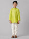 Ramraj Cotton Boys Full Sleeves Parrot Green Kurta with Cream Pyjama Pant Combo FS2