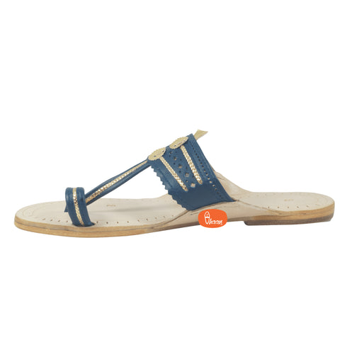 Vhaanfootwear Blue Color Pure Leather Ladies Kolhapuri by Vhaan