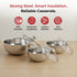 Vinod Stainless Steel Montero Insulated Casserole with Glass Lids and Steel Knobs Set of 3 500 ml 900 ml and 1500 ml High Grade Steel and Rust Free