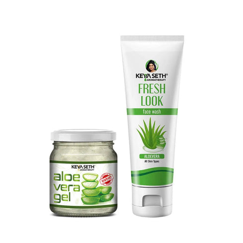 Keya Seth Aromatherapy Aloe Vera Essential Skin Care Routine Kit for All Skin Types for Men & Women