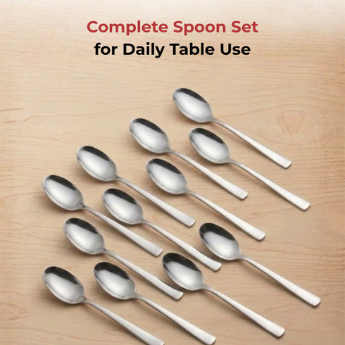 Vinod Aero Stainless Steel Baby Spoon Set of 12 Piece Heavy Gauge Steel Mirror Finish Rust Free Tough Strong and Durable