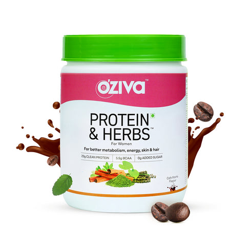 Oziva Protein & Herbs for Weight Management | Women | Cafe mocha 500g