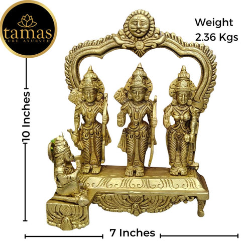 Tamas Brass Handcrafted Ram Darbar Shree Ram Ji Sita Laxman Hanuman Statue / Idol with Antique Finish | Free Luxury Gift box
