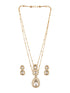 Gold Plated White Victorian Kundan Polki Studded Festive Minimal Pendant Chain Jewellery Set