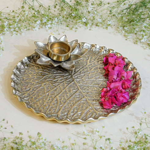 Lotus Leaf Metal Thali