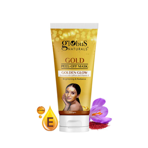 Globus Naturals Gold Peel Off Mask Enriched with Vitamin-E For Golden Glow & Radiance
