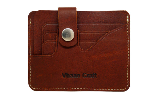 Vhaan Ethnic Craft Vhaan's Heritage Oil Pulled Up Leather Card Holder Maroon shade