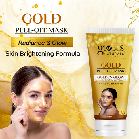 Globus Naturals Gold Peel Off Mask Enriched with Vitamin-E For Golden Glow & Radiance