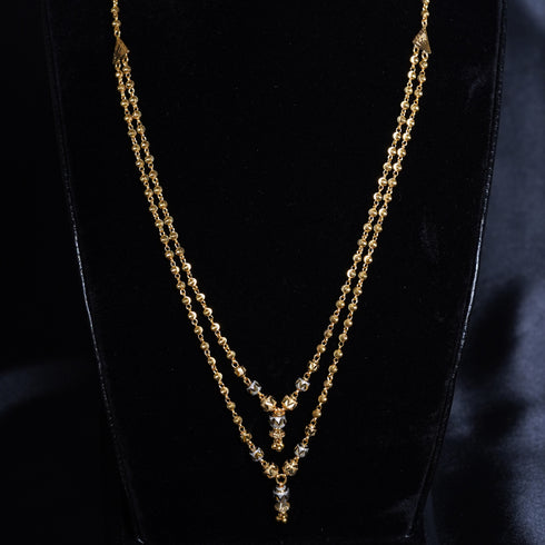 22 Carat Gold Two Steps Plain Chian With Floral Design 16.72g by Mahita Collections