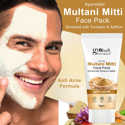 Globus Naturals Anti Acne Multani Mitti Face Pack For Oily & Acne Prone Skin