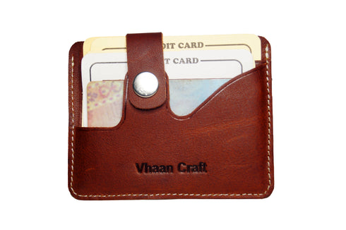 Vhaan Ethnic Craft Vhaan's Heritage Oil Pulled Up Leather Card Holder Maroon shade