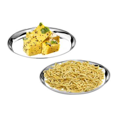 Vinod Stainless Steel Kanchan Bogi Dish Set of 6 18 cm Serving Dish Snack Plate High Grade Stainless Steel Mirror Finish and Rust Free