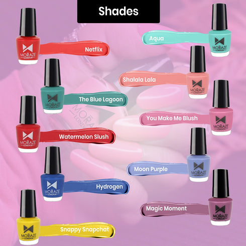 Moraze Cosmetics Nail Polish Chip Resistant Combo Pack of 10