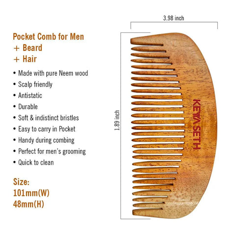 Keya Seth Aromatherapy Pocket Neem Wood Comb for Men