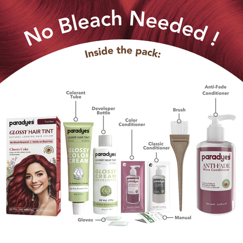 Paradyes Cherry Coke Glossy Hair Tint with Anti Fade Wine Conditioner