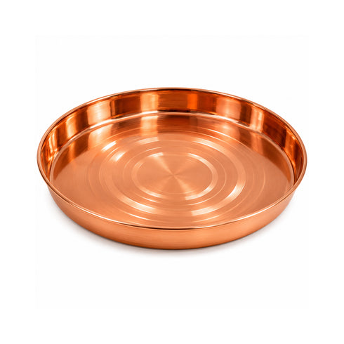 Pure Copper Round Dinner Thali Plate