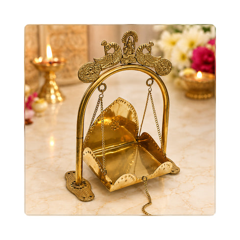 Traditional Brass Peacock Jhula 1050g Set of 1
