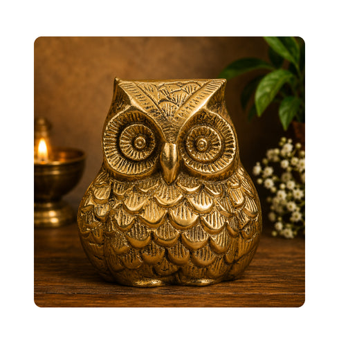 Brass Owl Ullu Statue 520g