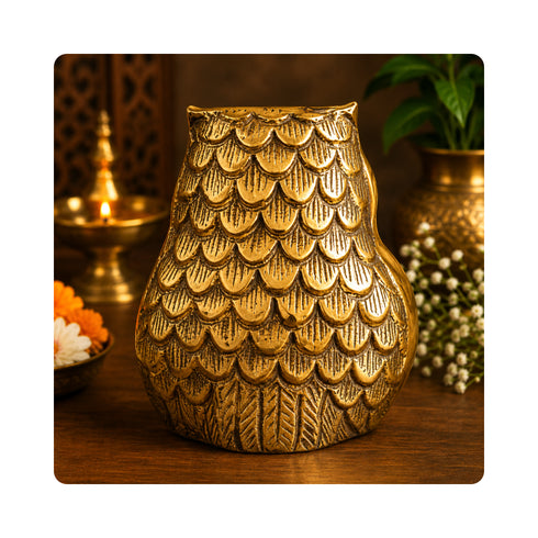 Brass Owl Ullu Statue 520g