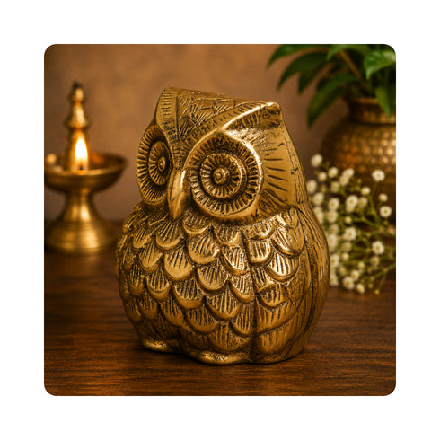 Brass Owl Ullu Statue 520g
