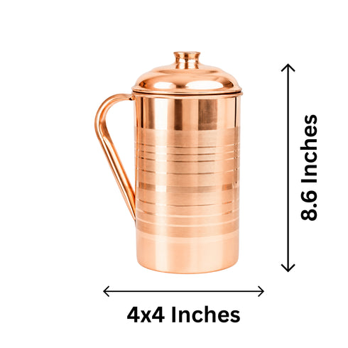 Heavy Copper Water JUG with 5 Glass