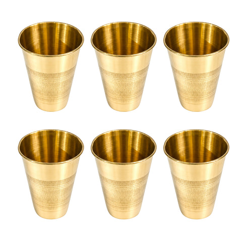 Pure Brass Lassi Drinking Glass | Pack of 6