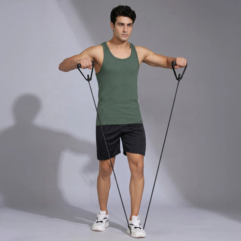 XYXX Nova Round Neck Racer Back Vest Olive Green