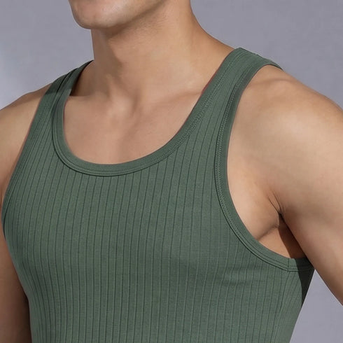 XYXX Nova Round Neck Racer Back Vest Olive Green