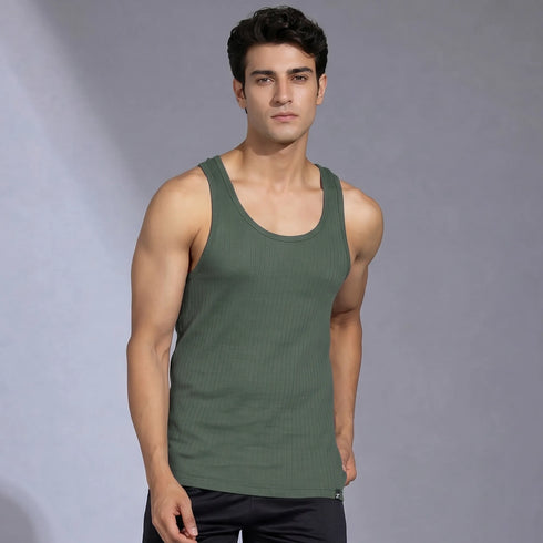 XYXX Nova Round Neck Racer Back Vest Olive Green