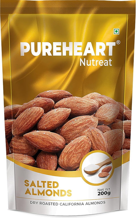 Pureheart Dry Roasted Nutreat Salted Almonds Natural Premium California Almond Nuts/Dry Fruit