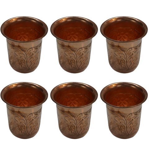 Brass Embossed Glass Set of 6 76g Pack of 6