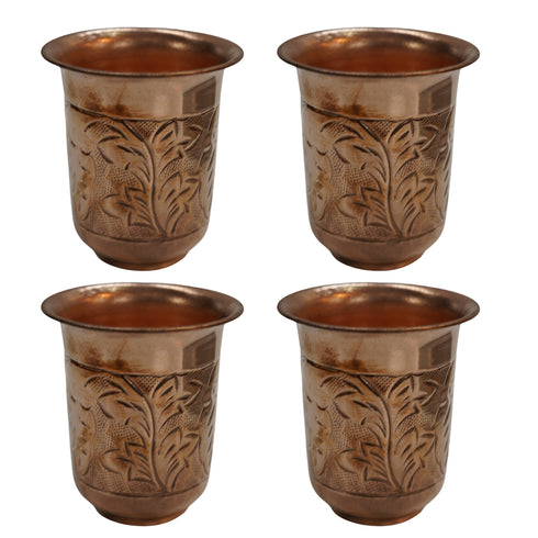Brass Embossed Glass Set of 4 76g Pack of 4