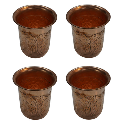 Brass Embossed Glass Set of 4 76g Pack of 4