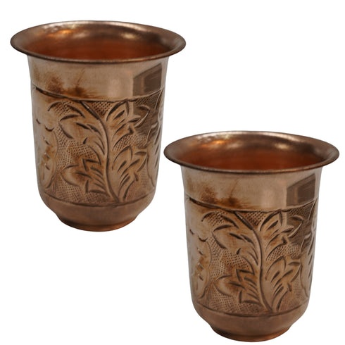 Brass Embossed Glass Tumbler Set of 2 76g Pack of 2