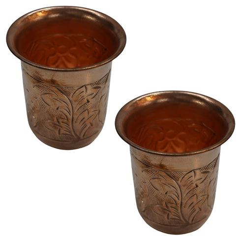 Brass Embossed Glass Tumbler Set of 2 76g Pack of 2