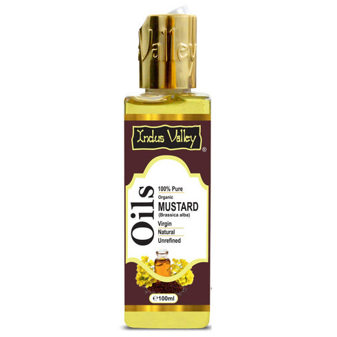 Indus Valley Mustard Oil - 100% Natural Unrefined Organic Carrier Cold Pressed For Skin| Body And Hair Care Carrier Oil