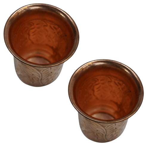 Brass Embossed Glass Tumbler Set of 2 76g Pack of 2