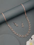 Rose Gold Plated AD Studded Minimal Geometric Necklace Jewellery Set