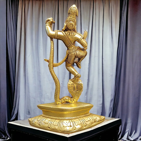 Tamas Brass Lord Krishna Dancing on The Hood of Kaliya Naag Statue/Idol