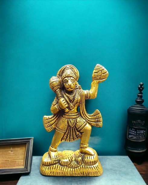 Tamas Brass Lord Hanuman with Sanjivani Mountain Statue/Idol