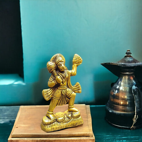Tamas Brass Lord Hanuman with Sanjivani Mountain Statue/Idol