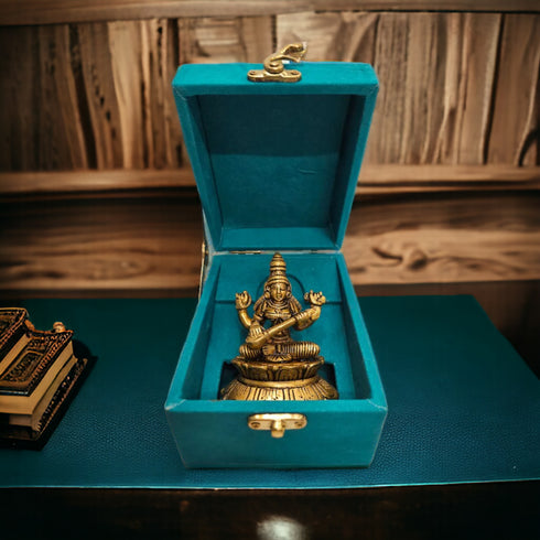 Tamas Brass Mini Saraswati Maa Idol| Free Luxury Gift Box