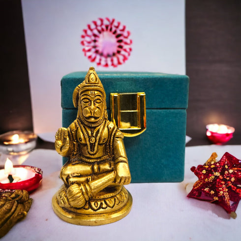 Tamas Brass Lord Small Bajrang Bali Hanuman Ji Statue/Idol | Free Luxury Gift Box